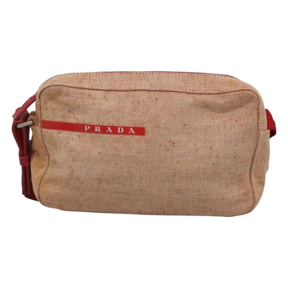 PRADA Sports Shoulder Bag Canvas Beige Red Auth - Picture 10 of 16
